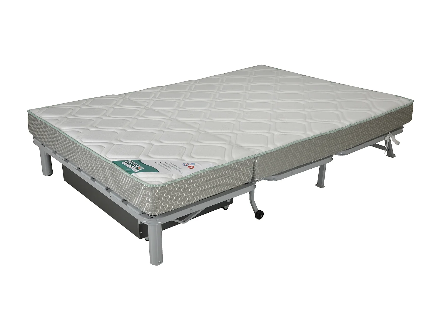 Banquette BZ microfibre 140x200 avec coffre de rangement matelas 12cm Brioca-Couleur Gris clair