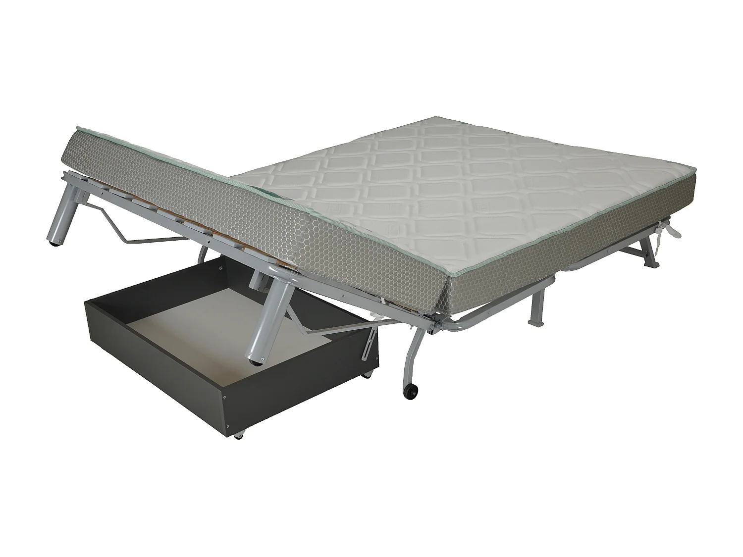 Banquette BZ microfibre 140x200 avec coffre de rangement matelas 12cm Brioca-Couleur Gris clair