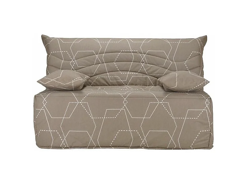 Banquette BZ taupe imprimé 160x200 Matelas Starconfort 12cm Kadria