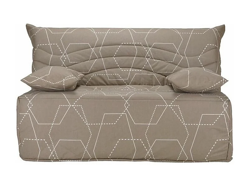 Banquette BZ taupe imprimé 160x200 Matelas Starconfort 12cm Kadria
