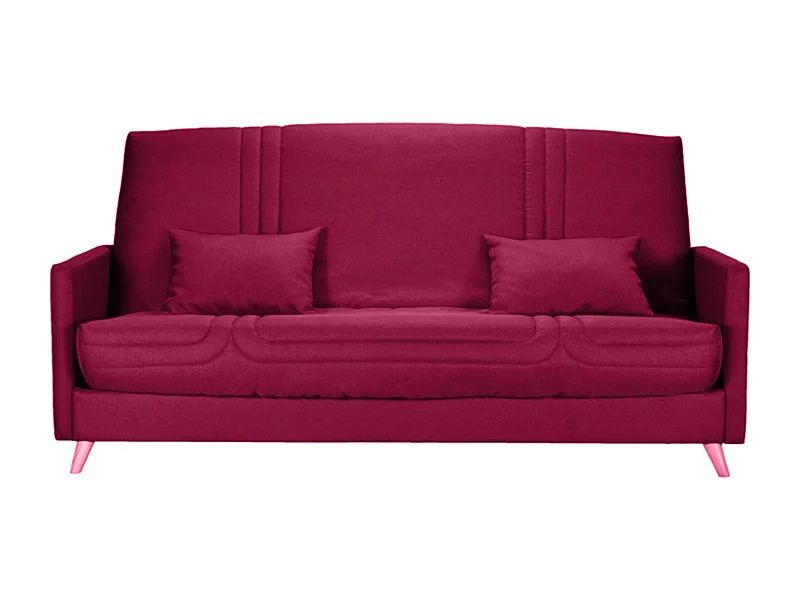 Banquette Clic-clac tissu 130x190 matelas Starbed 13cm avec rangement Soly-Couleur Rouge cerise