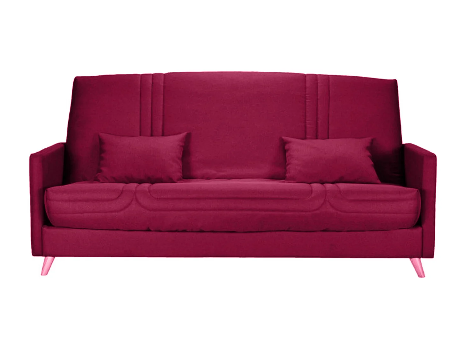 Banquette Clic-clac tissu 130x190 matelas Starbed 13cm avec rangement Soly-Couleur Rouge cerise