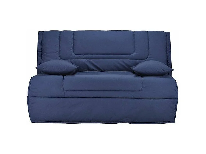 Banquette BZ tissu matelas Bultex 12cm 140x190 Bounty-Couleur Bleu nuit-Coffre de rangement Avec rangement