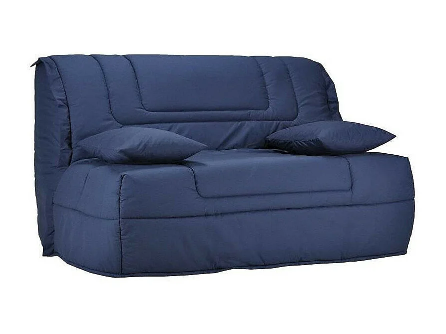 Banquette BZ tissu matelas Bultex 12cm 140x190 Bounty-Couleur Bleu nuit-Coffre de rangement Avec rangement