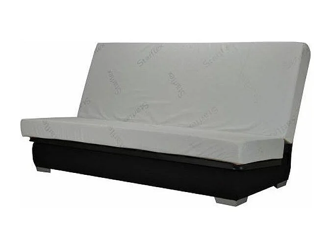 Banquette Clic-clac tissu 130x190 matelas Starflex 13cm avec rangement Folken-Couleur Gris clair chiné