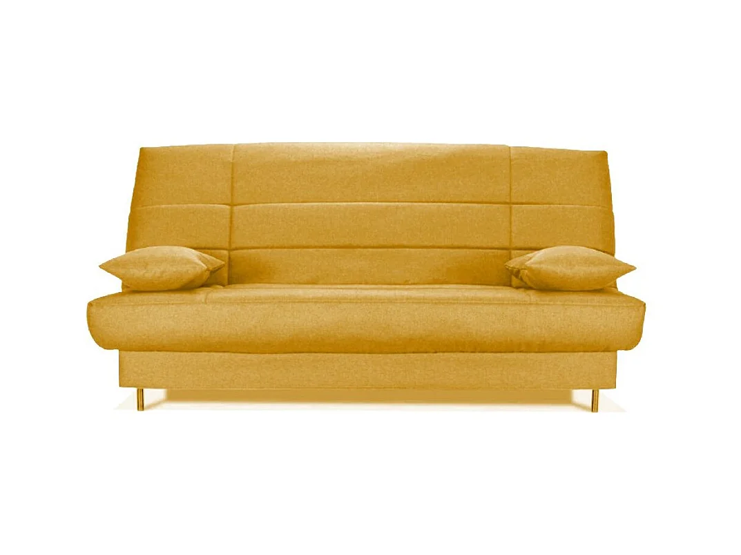 Banquette Clic-clac tissu 130x190 matelas Starflex 13cm avec rangement Folken-Couleur Jaune curry