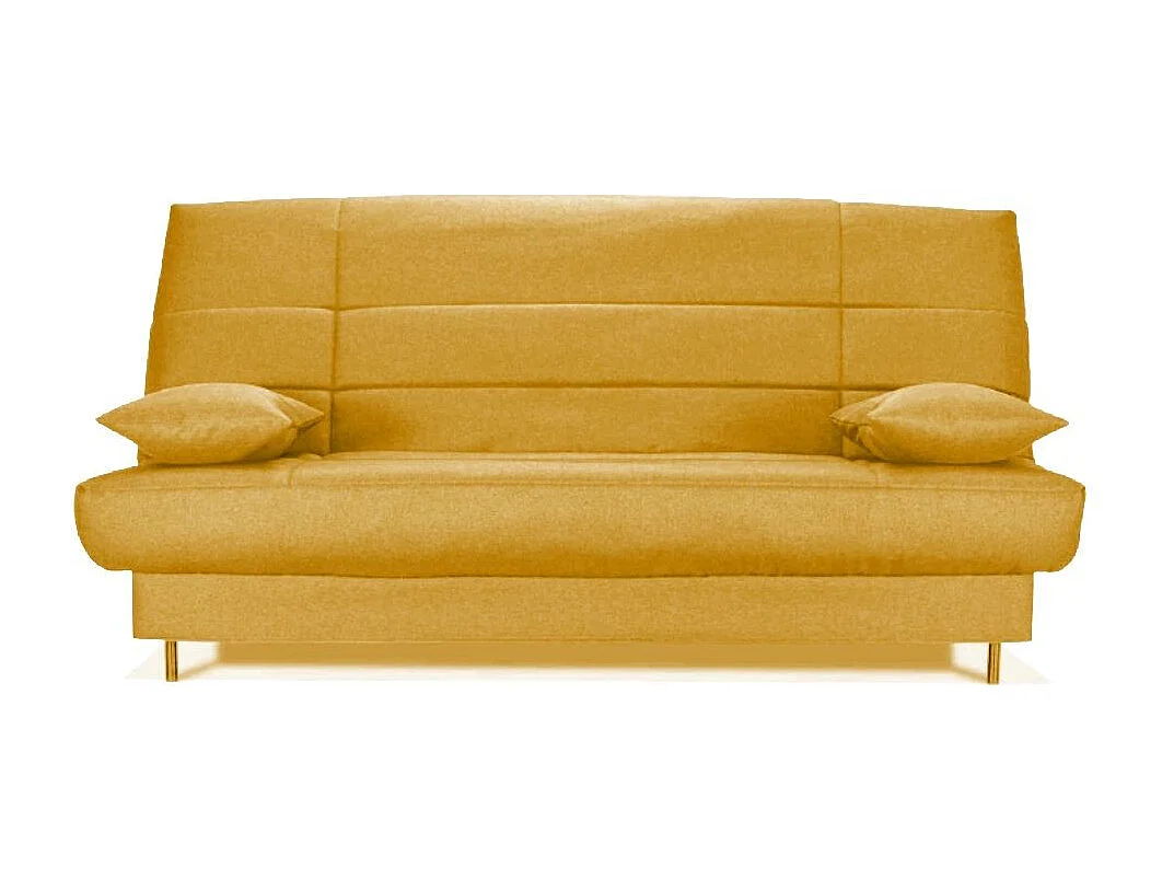 Banquette Clic-clac tissu 130x190 matelas Starflex 13cm avec rangement Folken-Couleur Jaune curry