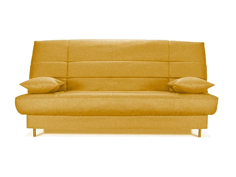 Banquette Clic-clac tissu 130x190 matelas Starflex 13cm avec rangement Folken-Couleur Jaune curry