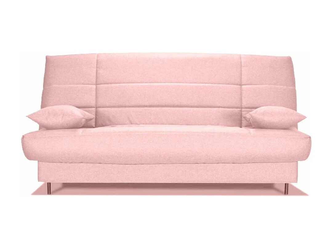 Banquette Clic-clac tissu 130x190 matelas Bultex 14cm avec rangement Zéa-Couleur Rose clair