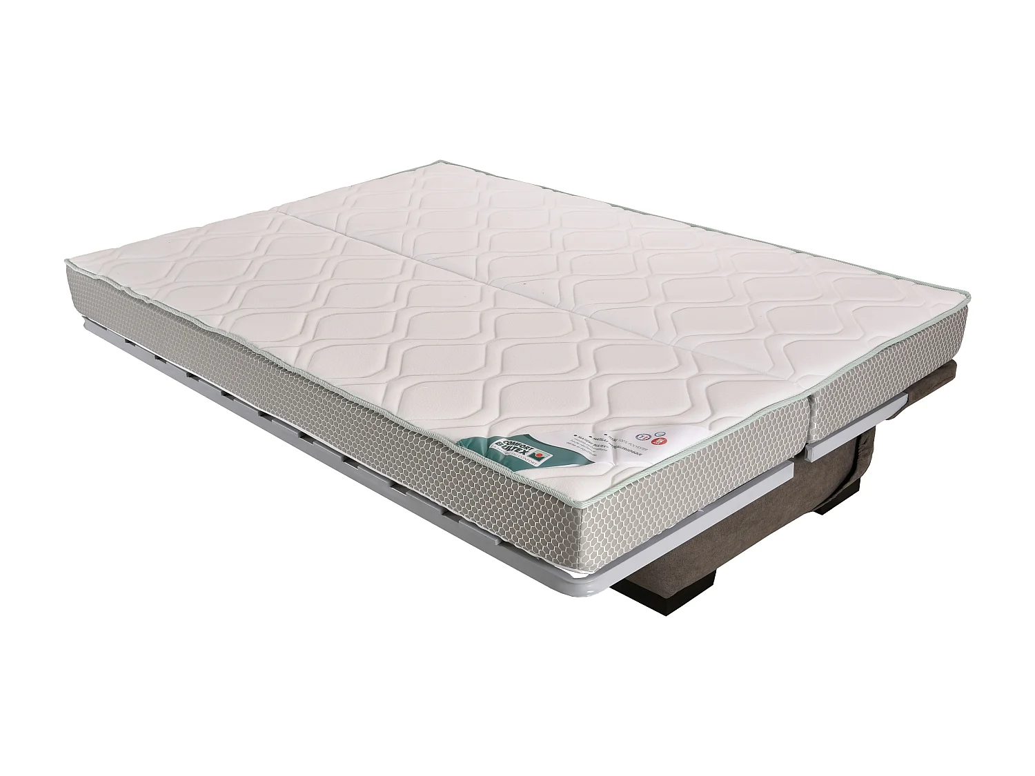 Clic-clac stoffen bank 130x190 cm Bultex matras 14 cm met opberger Zéa-Kleur Lichtroze