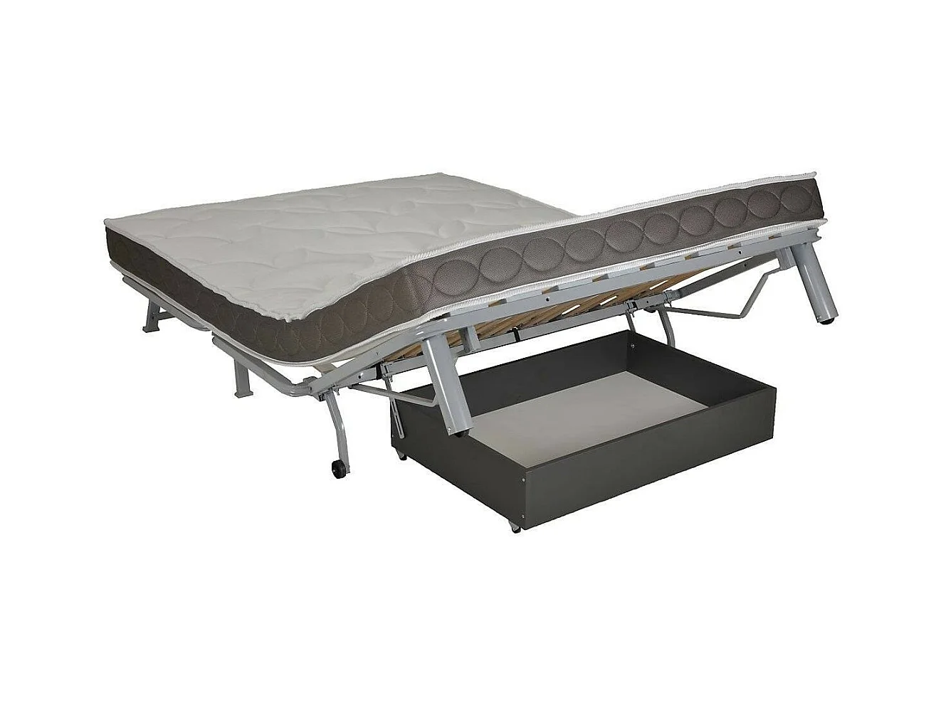 Banquette BZ tissu matelas Starconfort 15cm Pardo-Couleur Bleu canard-160x200-Coffre de rangement Avec rangement