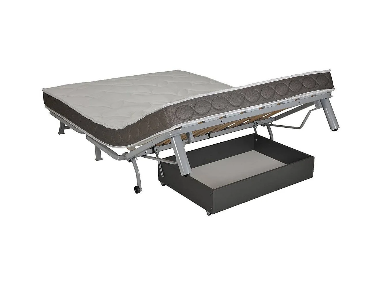 Banquette BZ tissu matelas Starconfort 15cm Pardo-Couleur Bleu canard-140x200-Coffre de rangement Avec rangement