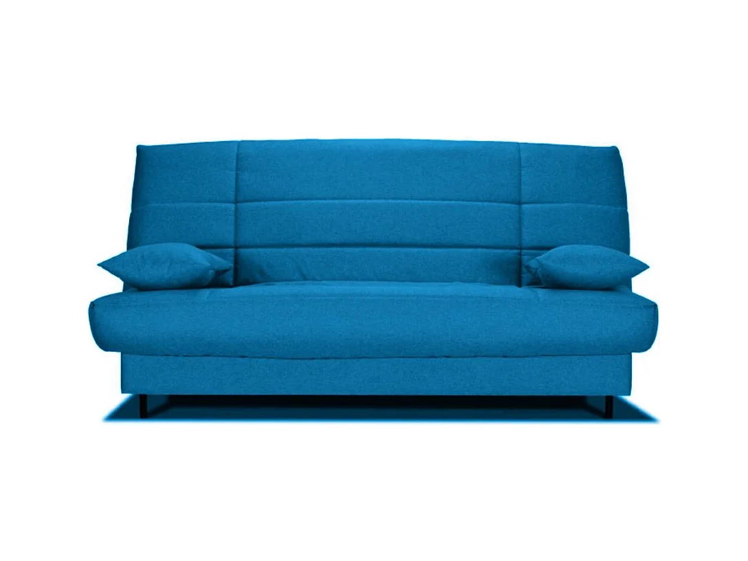 Banquette Clic-clac tissu 130x190 matelas Bultex 14cm avec rangement Zéa-Couleur Bleu canard