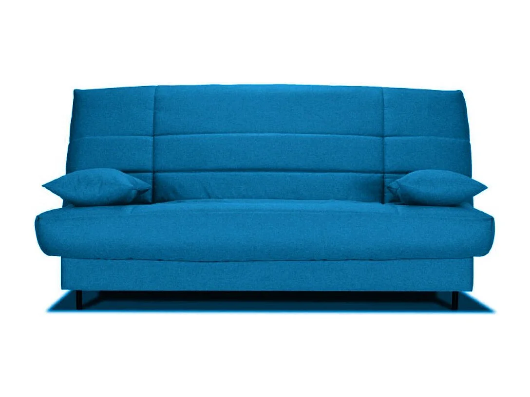 Banquette Clic-clac tissu 130x190 matelas Bultex 14cm avec rangement Zéa-Couleur Bleu canard