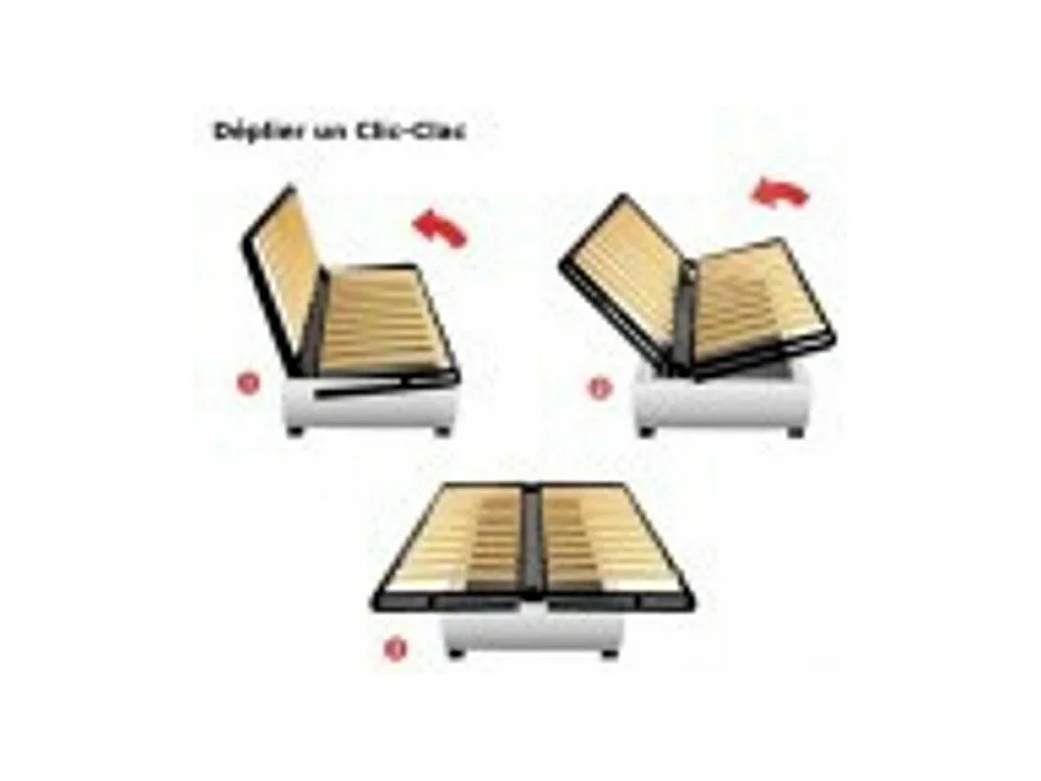 Canapé clic clac tissu avec rangement matelas Sofaconfort 17cm Parko 193cm-Couleur Gris