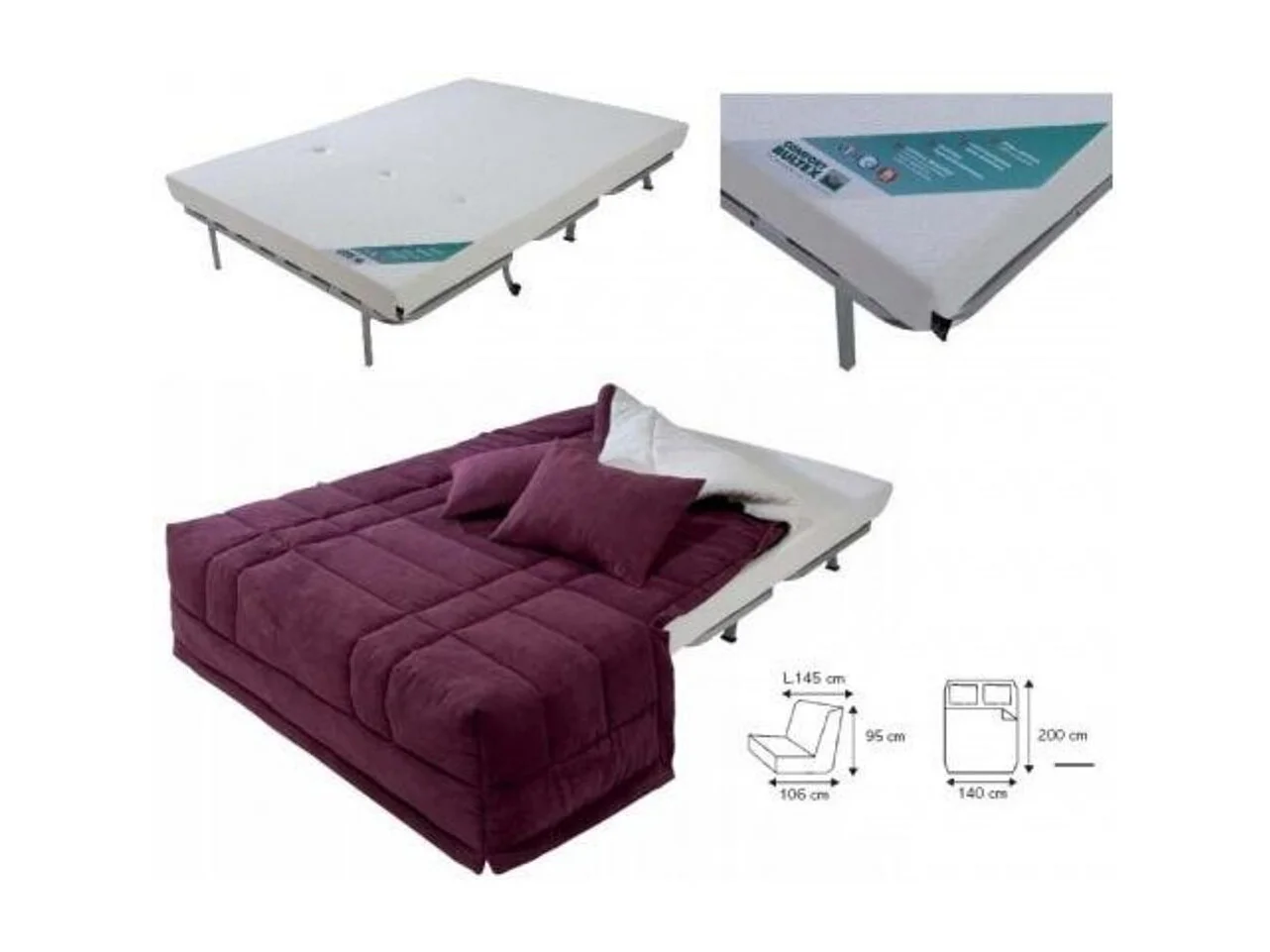 Fauteuil BZ 1 place 90x190 tissu matelas 12cm Venus-Couleur Marron