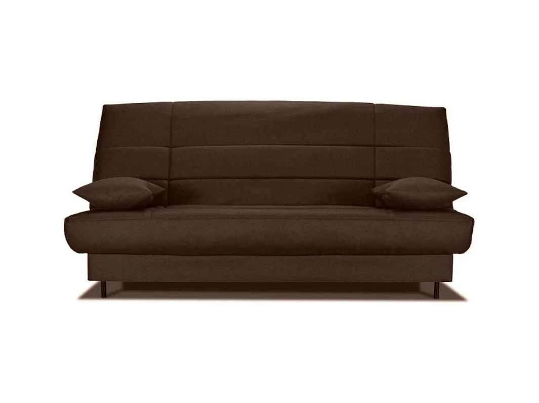 Banquette Clic-clac tissu 130x190 matelas Starflex 13cm avec rangement Folken-Couleur Marron