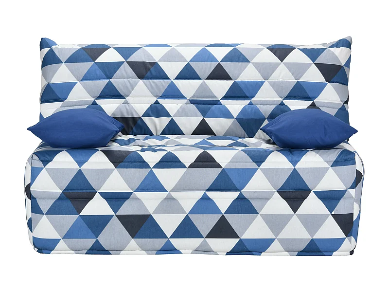 Banquette lit accordéon 2 places 140x190 arlequin bleu Optale