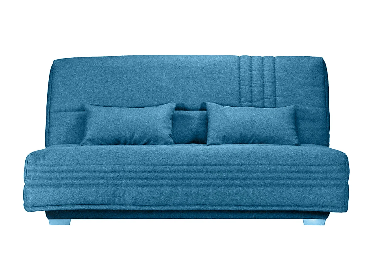 Canapé clic clac tissu avec rangement matelas Sofaconfort 17cm Parko 193cm-Couleur Bleu canard