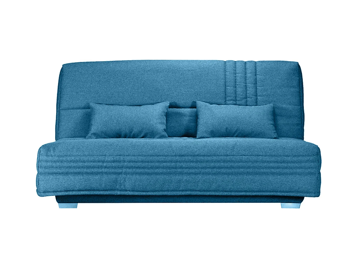 Canapé clic clac tissu avec rangement matelas Sofaconfort 17cm Parko 193cm-Couleur Bleu canard