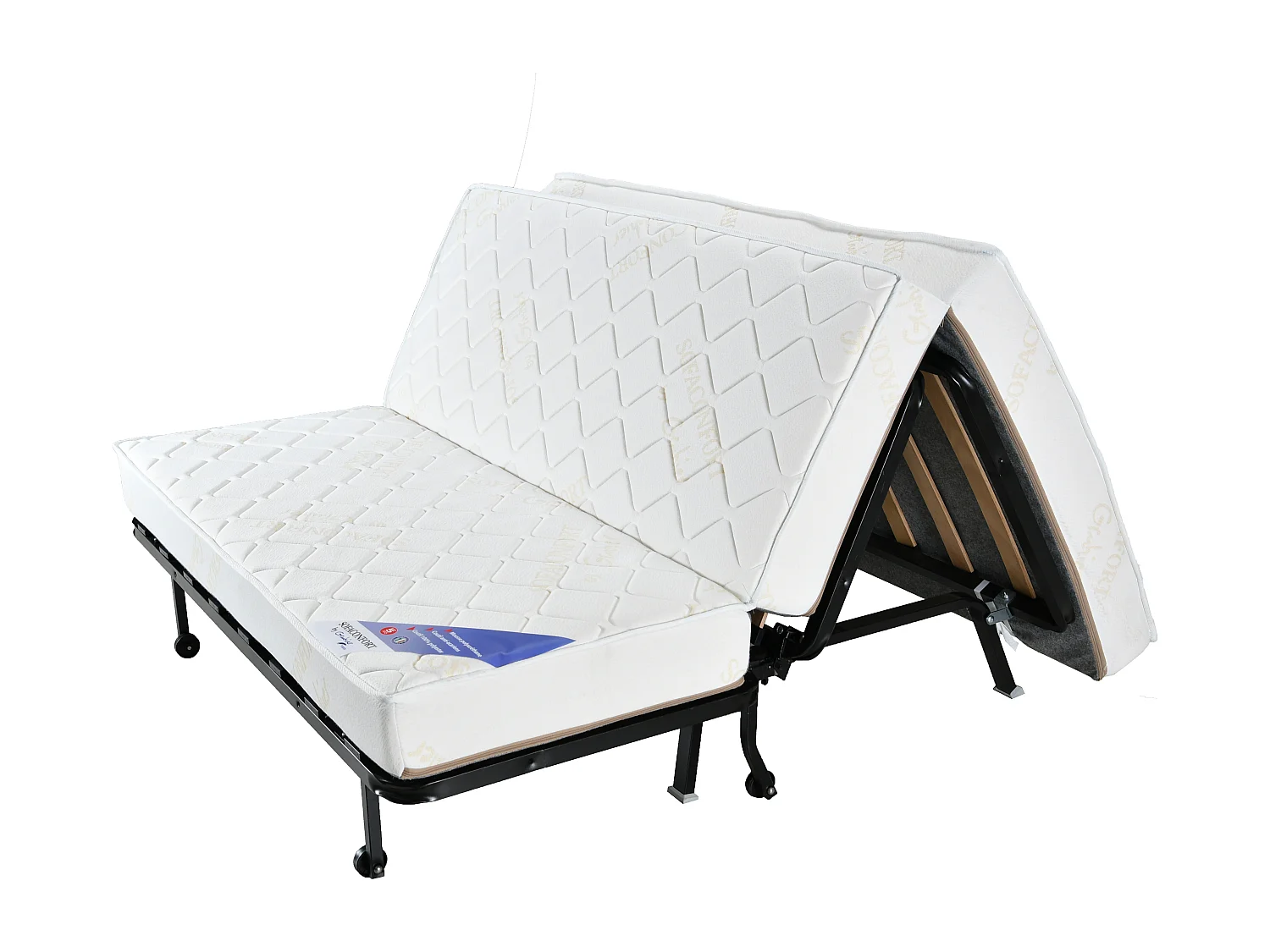 Banquette lit accordéon 1 place 90x190 matelas 12cm Brioca-Couleur A 960