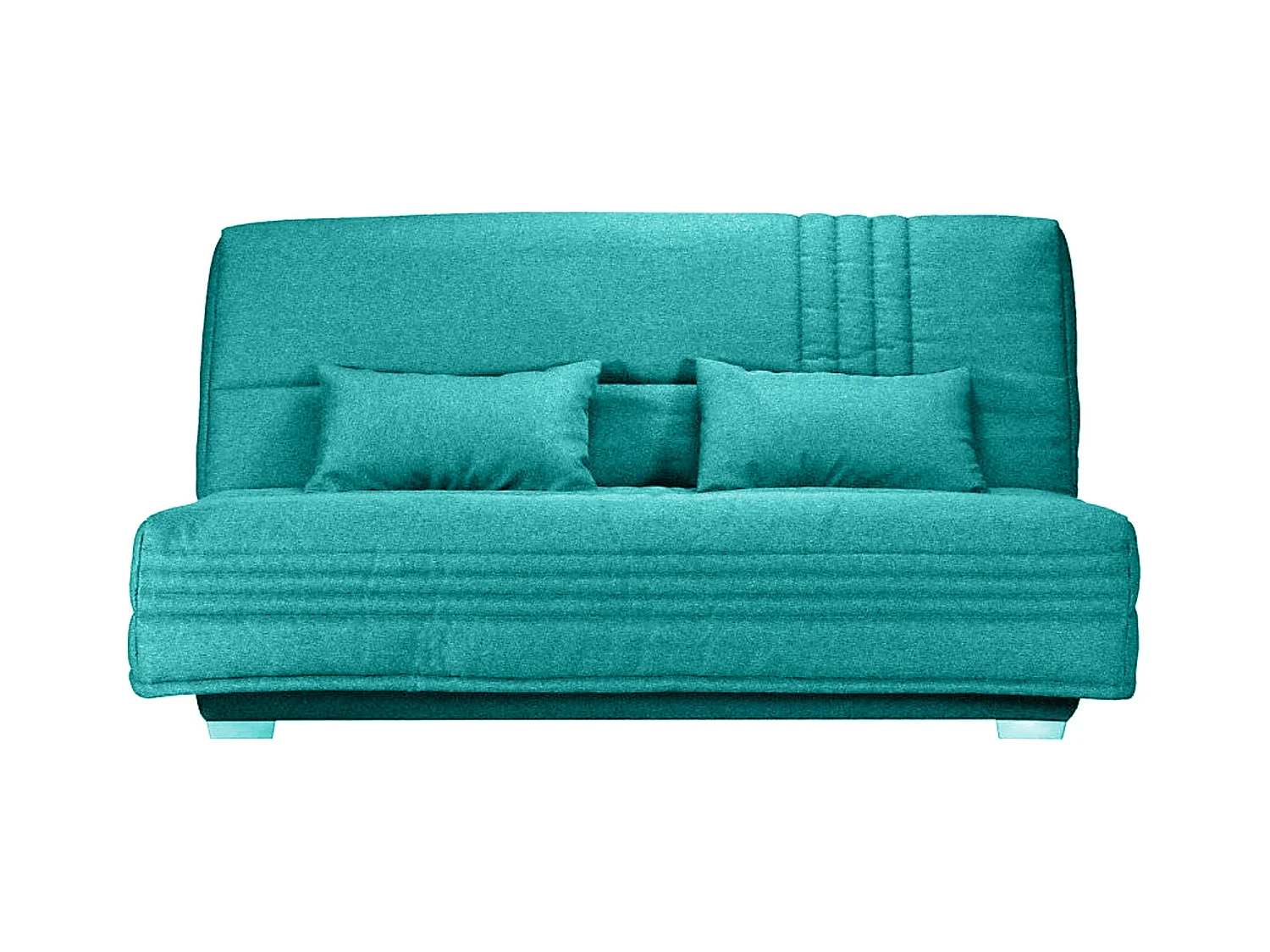 Canapé clic clac tissu avec rangement matelas Sofaconfort 17cm Parko 193cm-Couleur Bleu cyan