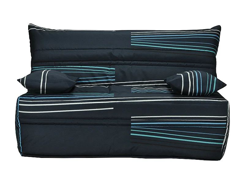 Banquette lit accordéon 2 places 140x190 design bleu Optale