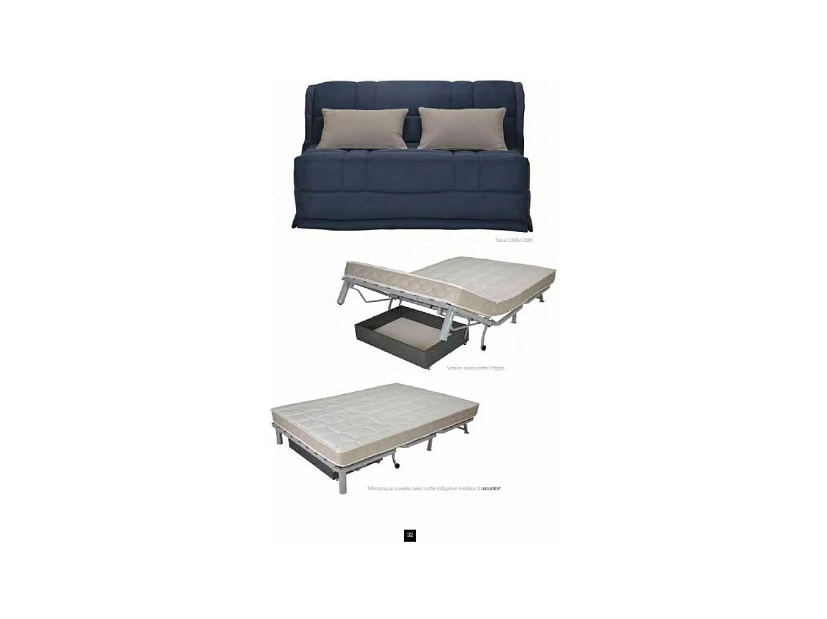 Banquette BZ microfibre 140x200 avec rangement Matelas Bultex 15cm Barnes-Couleur Gris foncé