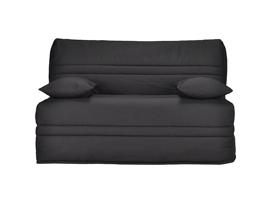 Banquette BZ tissu matelas Bultex 15cm Barnes 140x200-Couleur Gris foncé-Coffre de rangement Avec rangement