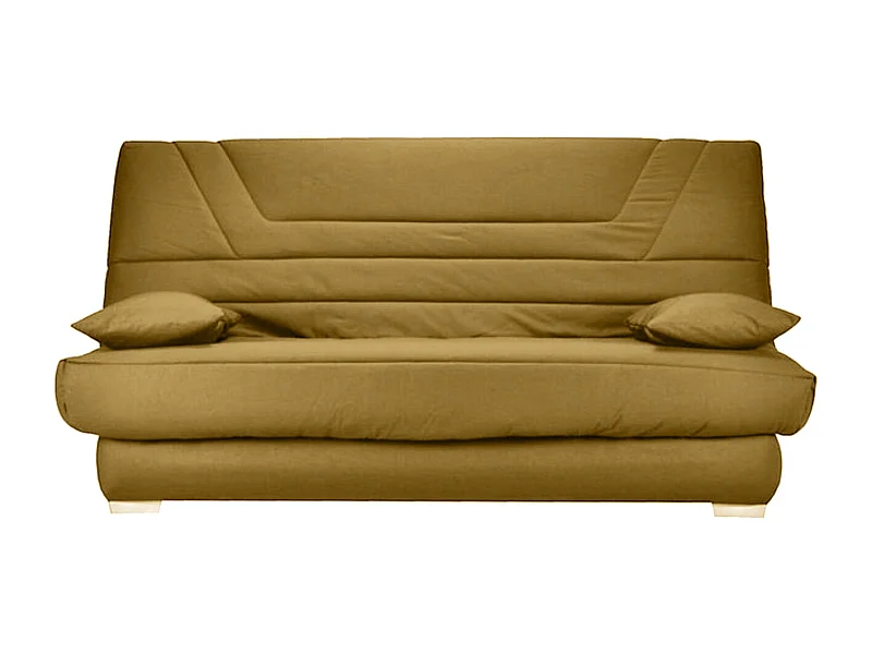 Banquette Clic Clac tissu matelas Bultex 14cm avec rangement Bary-Couleur Jaune curry-140x190