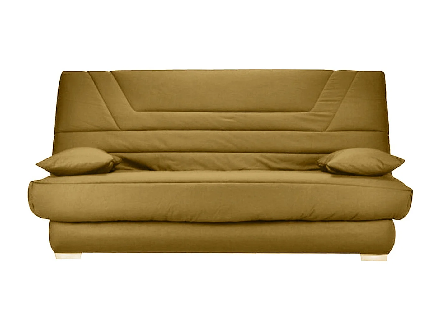 Banquette Clic Clac tissu matelas Bultex 14cm avec rangement Bary-Couleur Jaune curry-140x190