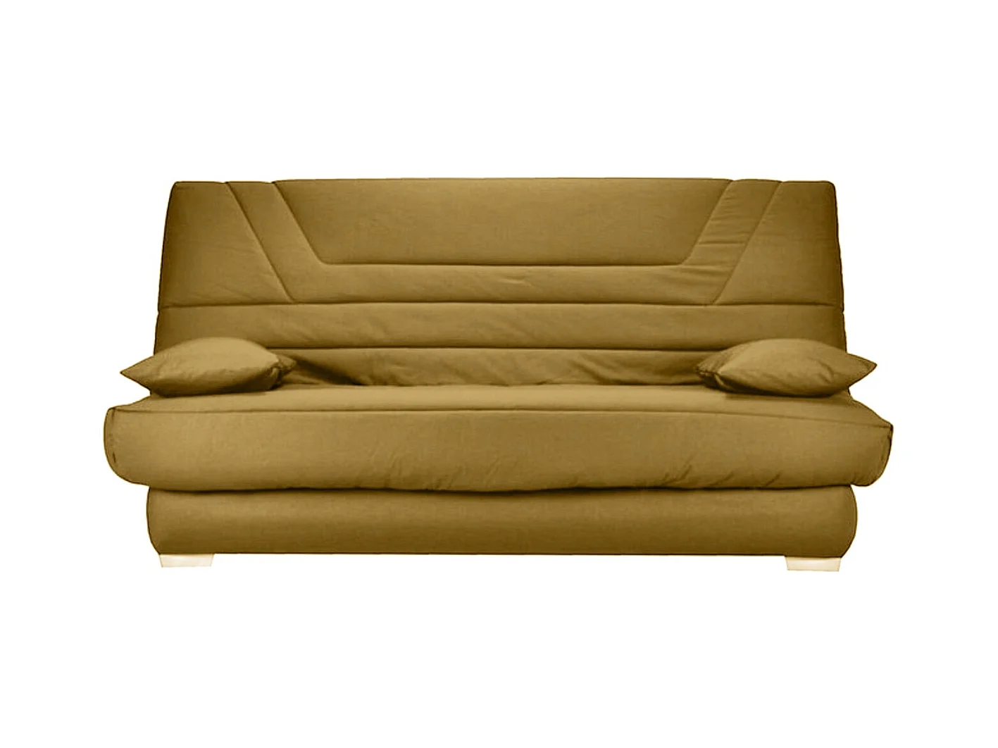 Banquette Clic Clac tissu matelas Bultex 14cm avec rangement Bary-Couleur Jaune curry-140x190