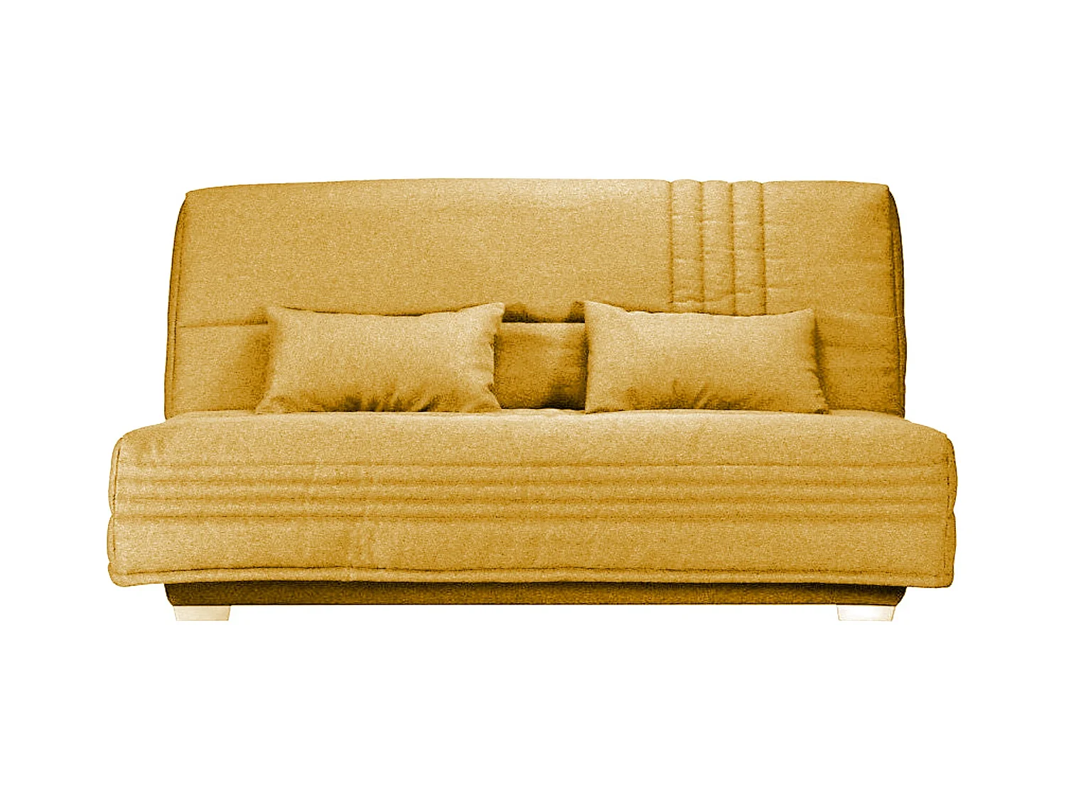 Canapé clic clac tissu avec rangement matelas Sofaconfort 17cm Parko 193cm-Couleur Jaune curry