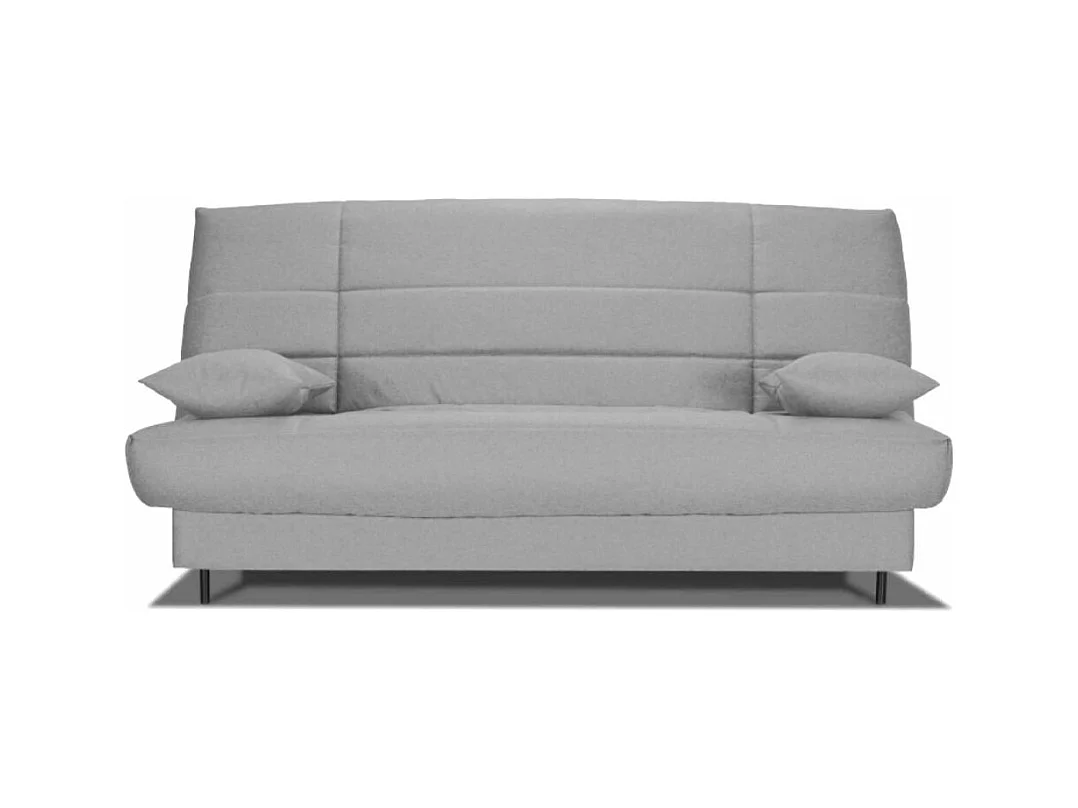Banquette Clic-clac tissu 130x190 matelas Bultex 14cm avec rangement Zéa-Couleur Gris perle
