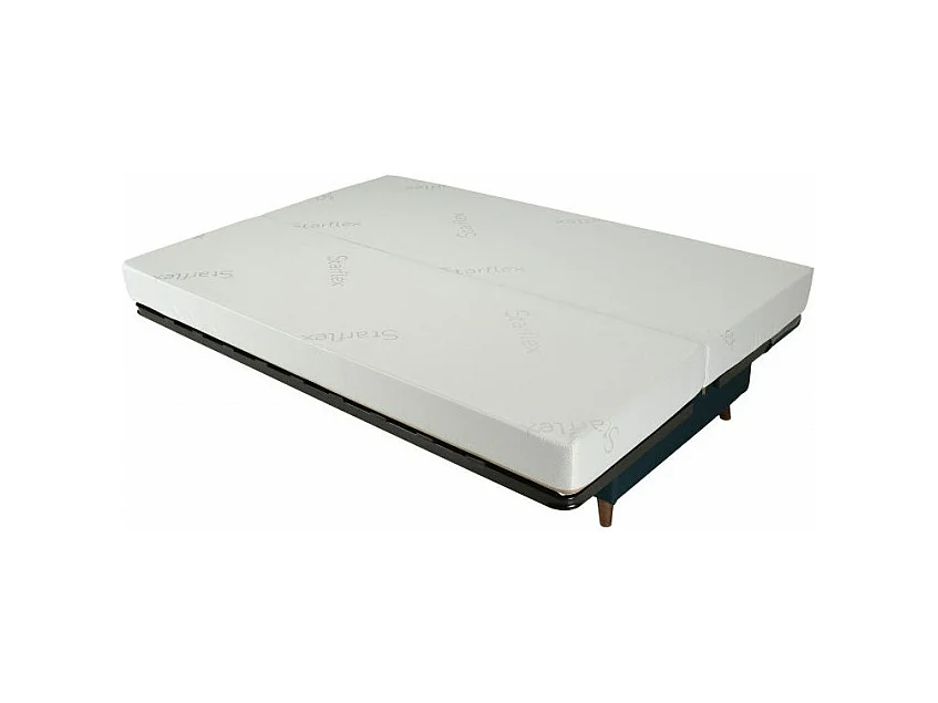 Banquette Clic-clac tissu 130x190 matelas Bultex 14cm avec rangement Boky-Couleur Gris perle