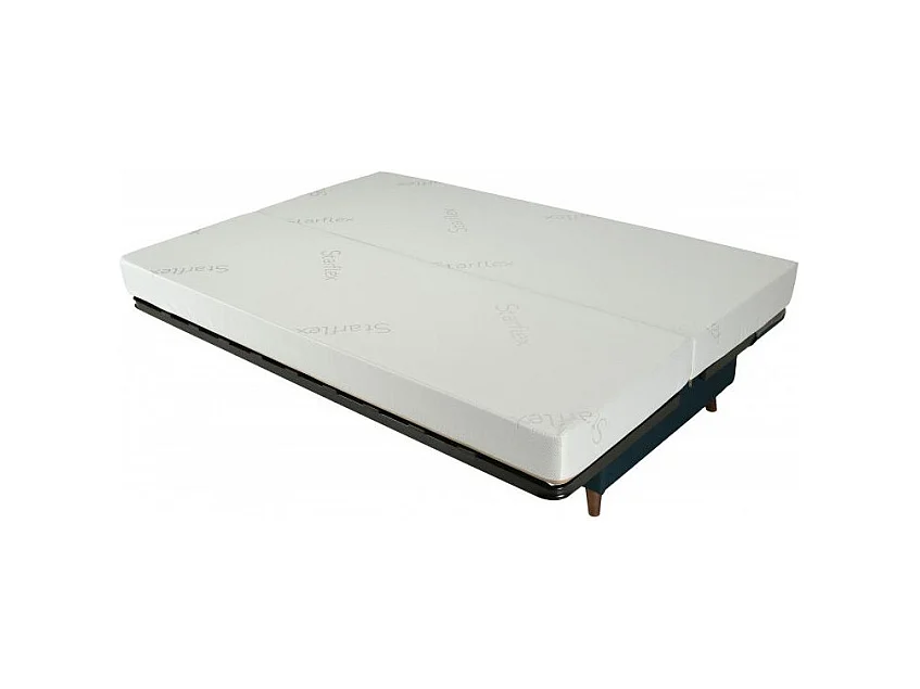Banquette Clic-clac tissu 130x190 matelas Bultex 14cm avec rangement Boky-Couleur Gris perle