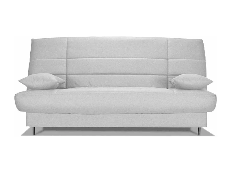 Clic-clac stoffen bank 130x190 cm Bultex matras 14 cm met opberger Zéa-Kleur Muis grijs