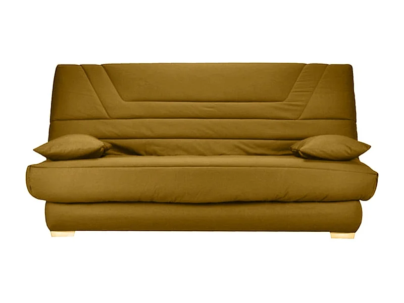 Banquette Clic Clac tissu matelas Bultex 14cm avec rangement Bary-Couleur Jaune ambre-130x190