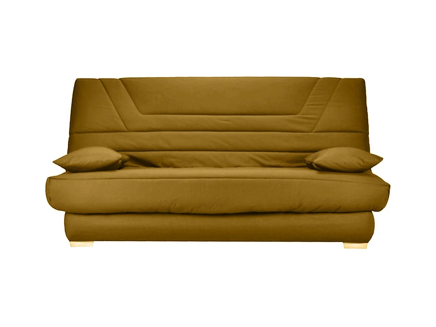 Banquette Clic Clac tissu matelas Bultex 14cm avec rangement Bary-Couleur Jaune ambre-130x190