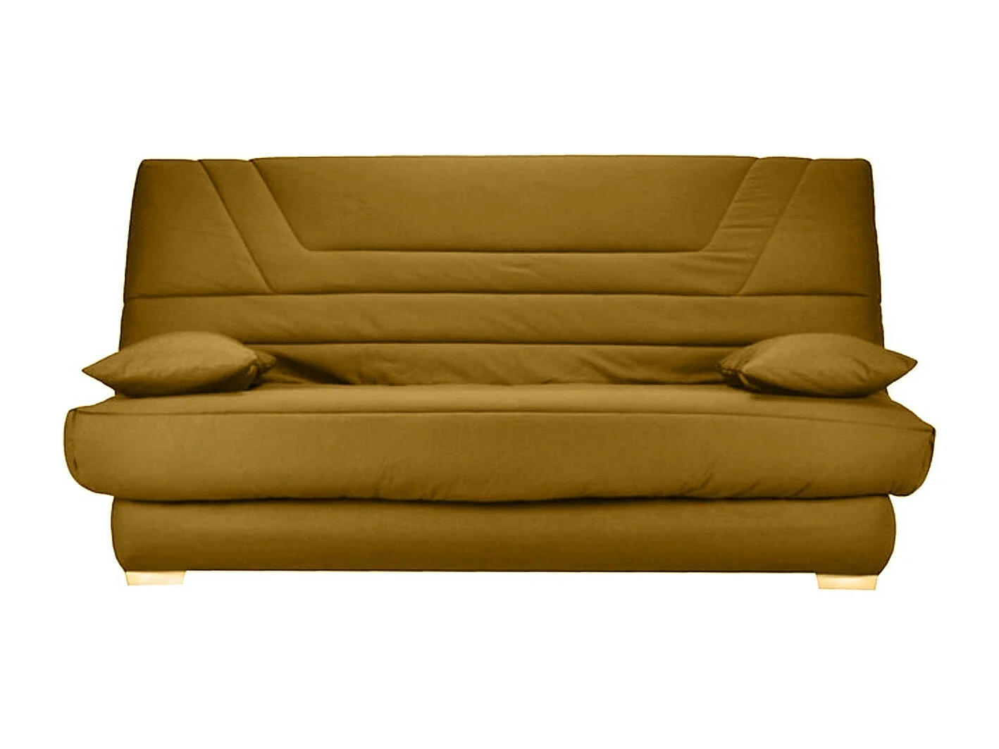 Banquette Clic Clac tissu matelas Bultex 14cm avec rangement Bary-Couleur Jaune ambre-130x190