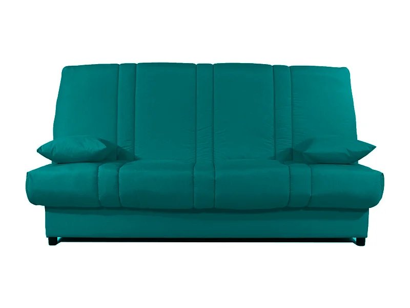 Clic-clac stoffen bank 130x190 cm Sofaconfort matras 14 cm met Sofia opberger-Kleur smaragdgroen