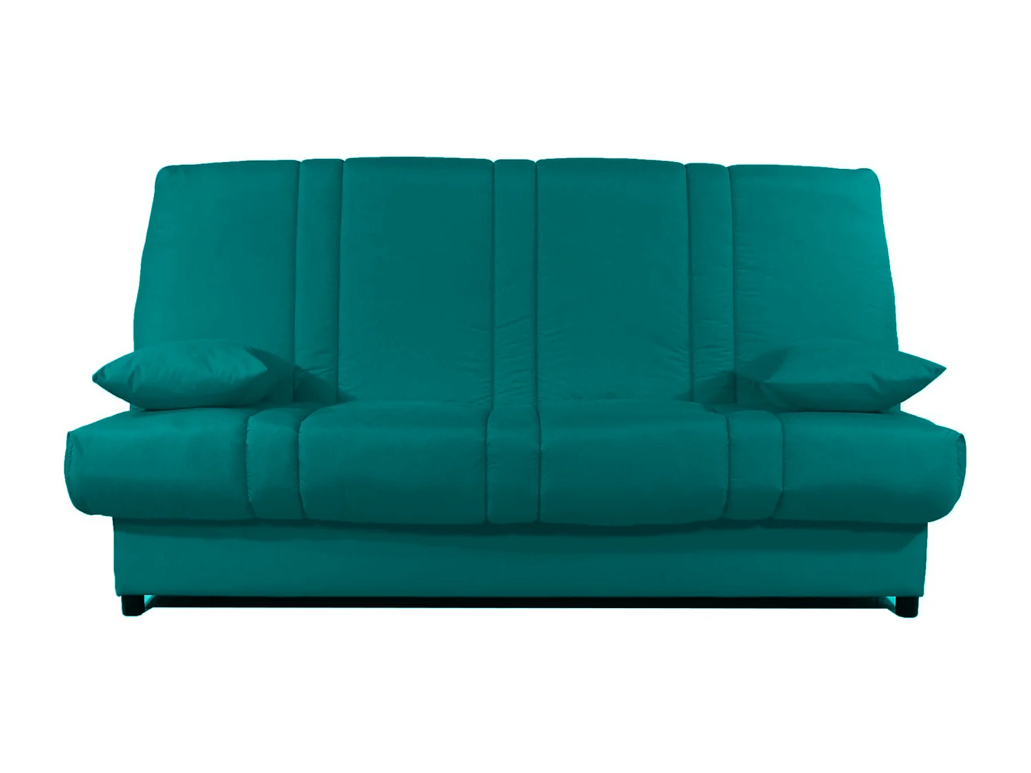 Banquette Clic-clac tissu 130x190 matelas Sofaconfort 14cm avec rangement Sofia-Couleur Vert emeraude