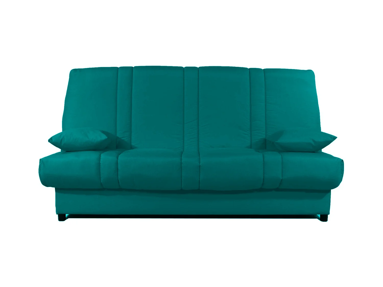 Banquette Clic-clac tissu 130x190 matelas Sofaconfort 14cm avec rangement Sofia-Couleur Vert emeraude
