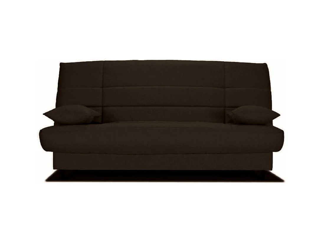 Banquette Clic-clac tissu 130x190 matelas Bultex 14cm avec rangement Zéa-Couleur Marron Foncé