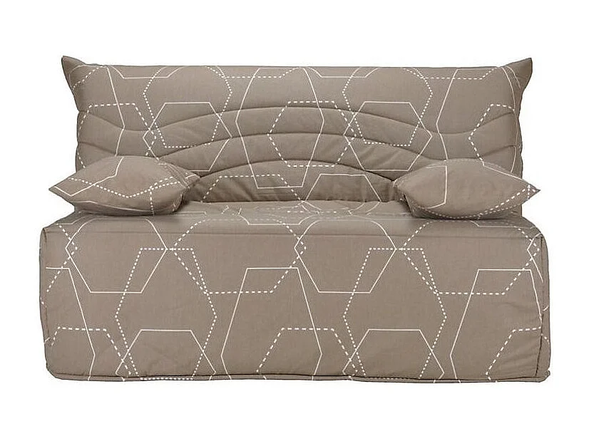 Banquette BZ taupe imprimé 140x200 Matelas Starconfort 12cm Kadria 2