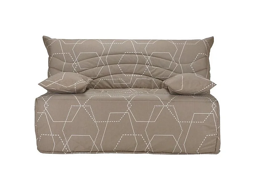 Banquette BZ taupe imprimé 140x200 Matelas Starconfort 12cm Kadria 2