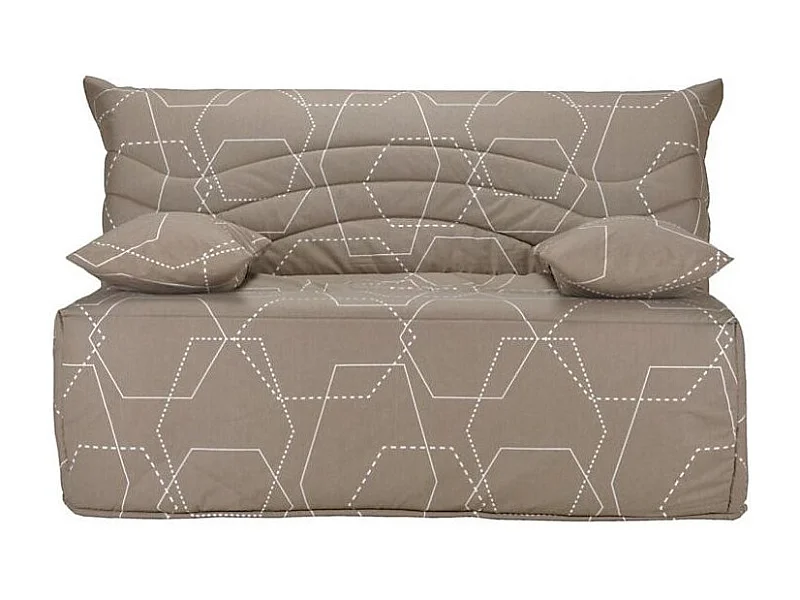 Banquette BZ taupe imprimé 140x200 Matelas Starconfort 12cm Kadria 2