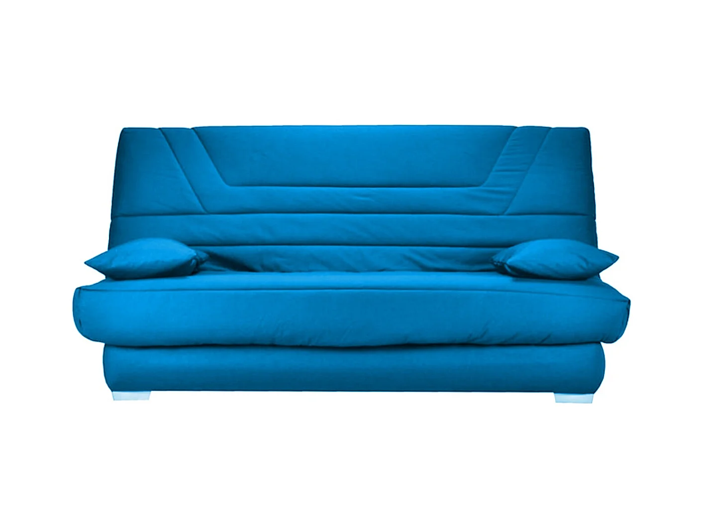 Banquette Clic Clac tissu matelas Bultex 14cm avec rangement Bary-Couleur Bleu canard-130x190