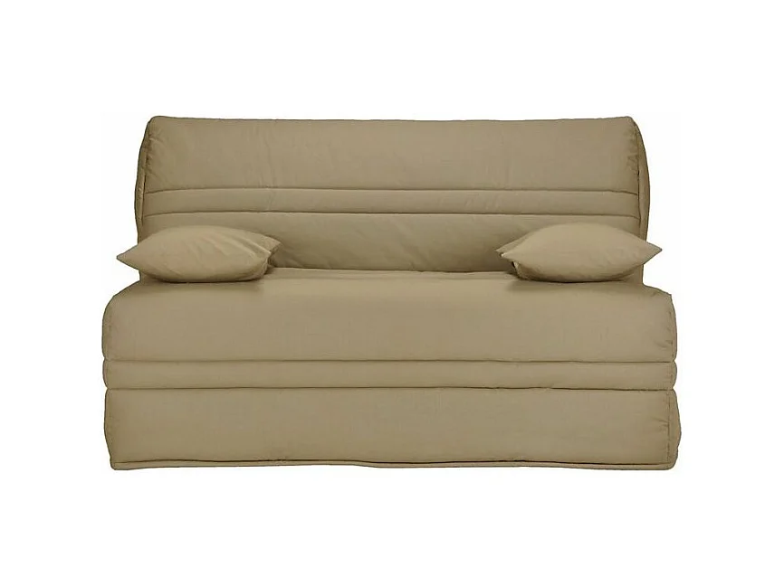 Banquette BZ tissu matelas Bultex 15cm Barnes 140x200-Couleur Beige-Coffre de rangement Avec rangement