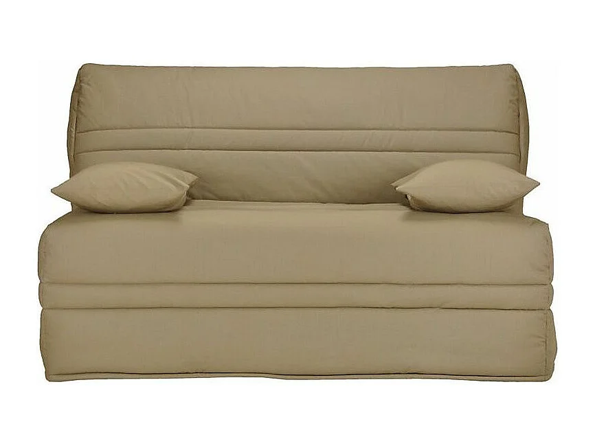 Banquette BZ tissu matelas Bultex 15cm Barnes 140x200-Couleur Beige-Coffre de rangement Avec rangement